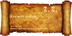 Korach Kolos névjegykártya
